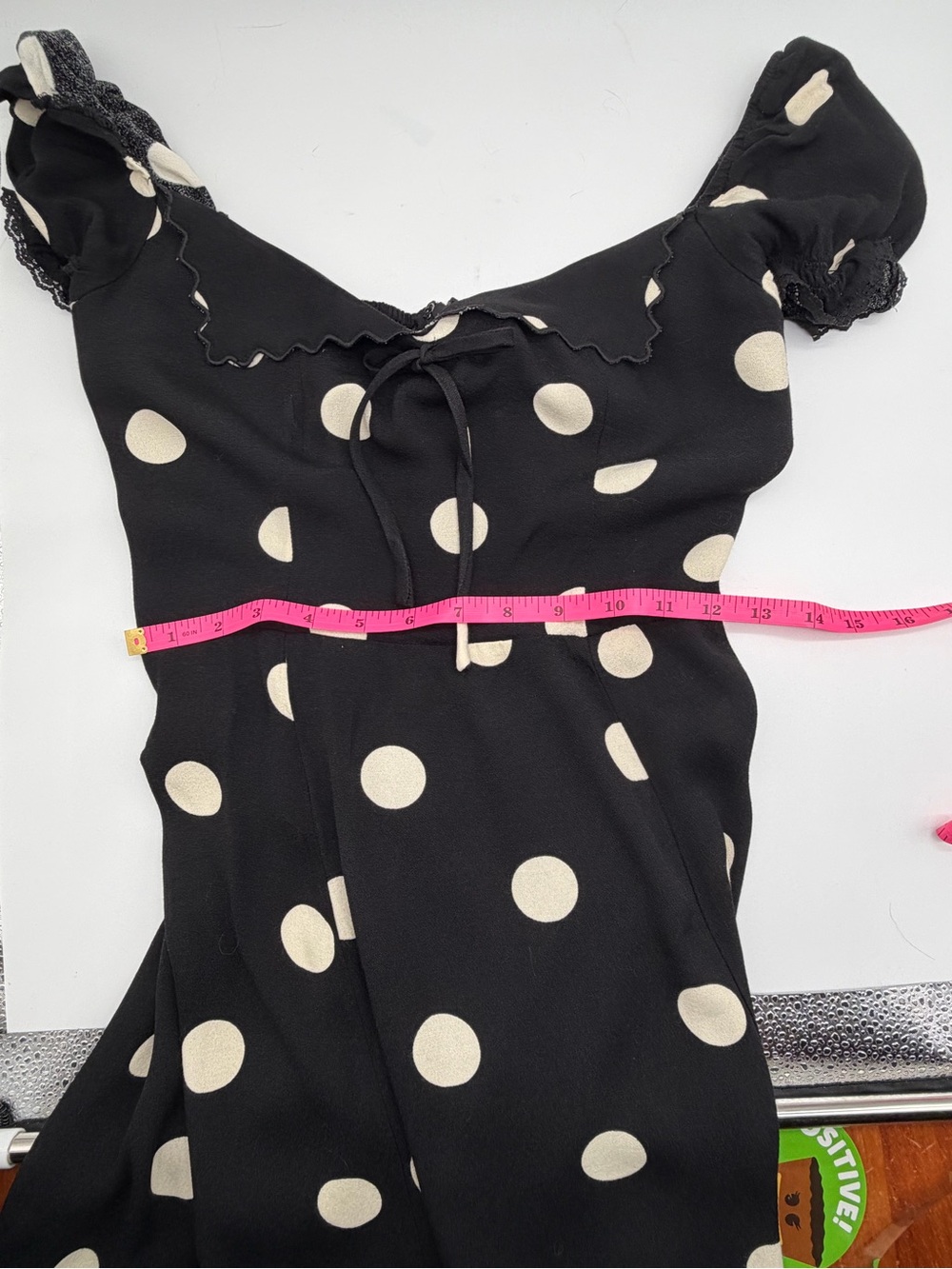 REFORMATION Black Polka Dot Puff-Sleeve Midi Dress SZ. 4 - Picture 10 of 10